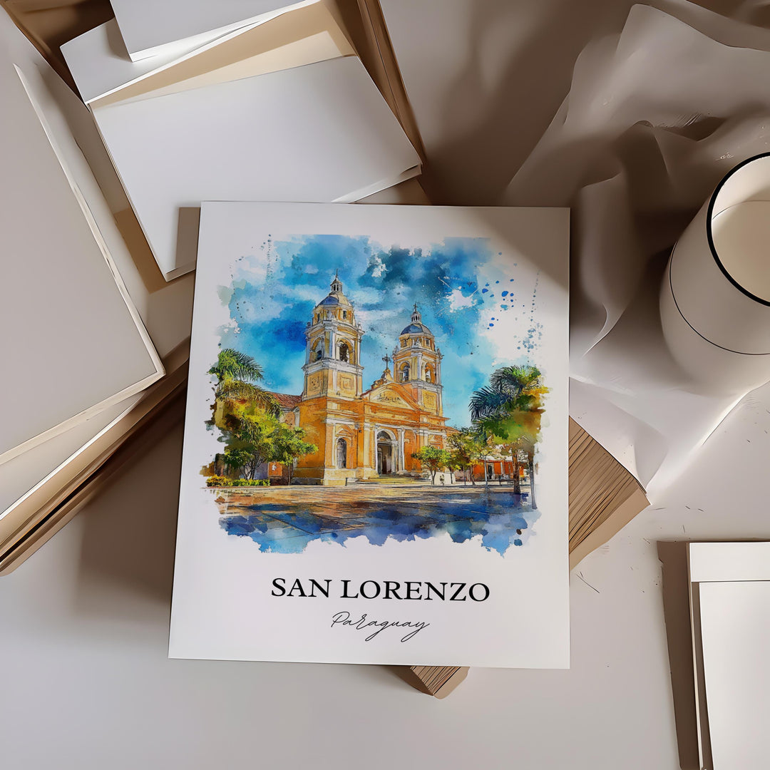 San Lorenzo, Paraguay – Watercolor Art Print