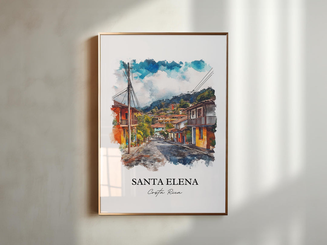 Santa Elena Wall Art, Monteverde Print, Costa Rica Watercolor Art, Santa Elena Gift, Travel Print, Travel Poster, Housewarming Gift