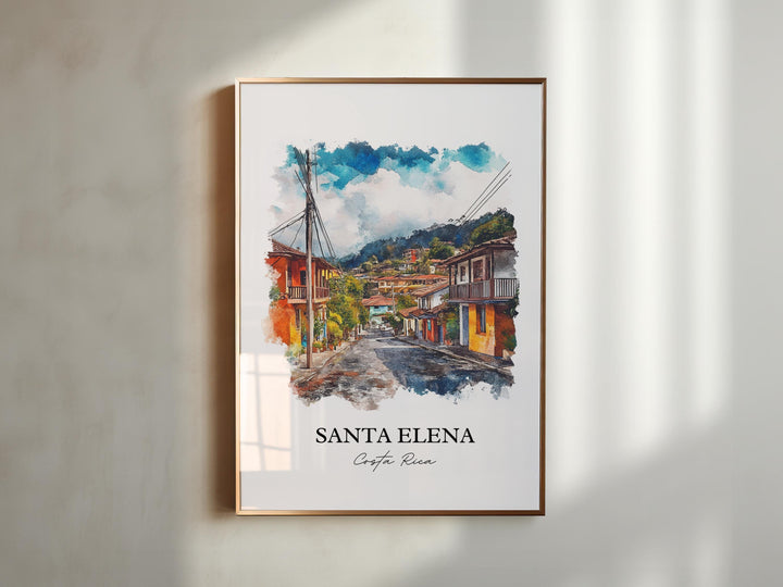 Santa Elena Wall Art, Monteverde Print, Costa Rica Watercolor Art, Santa Elena Gift, Travel Print, Travel Poster, Housewarming Gift