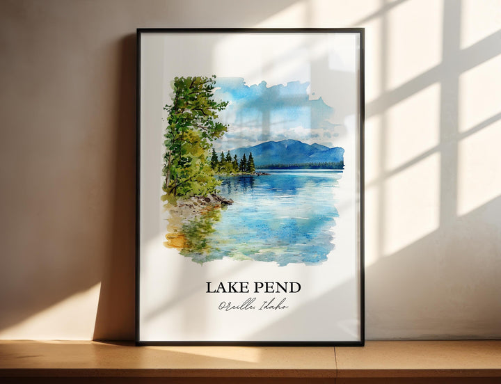 Lake Pend Oreille, United States – Watercolor Art Print