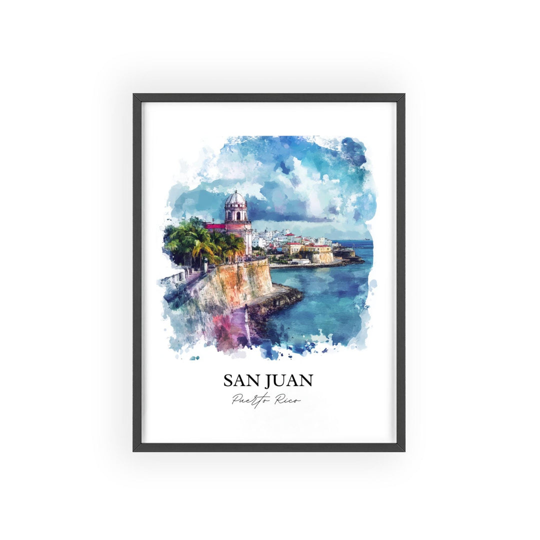 San Juan Wall Art, Puerto Rico Print, Puerto Rico Watercolor Art, San Juan PR Gift, Travel Print, Travel Poster, Housewarming Gift