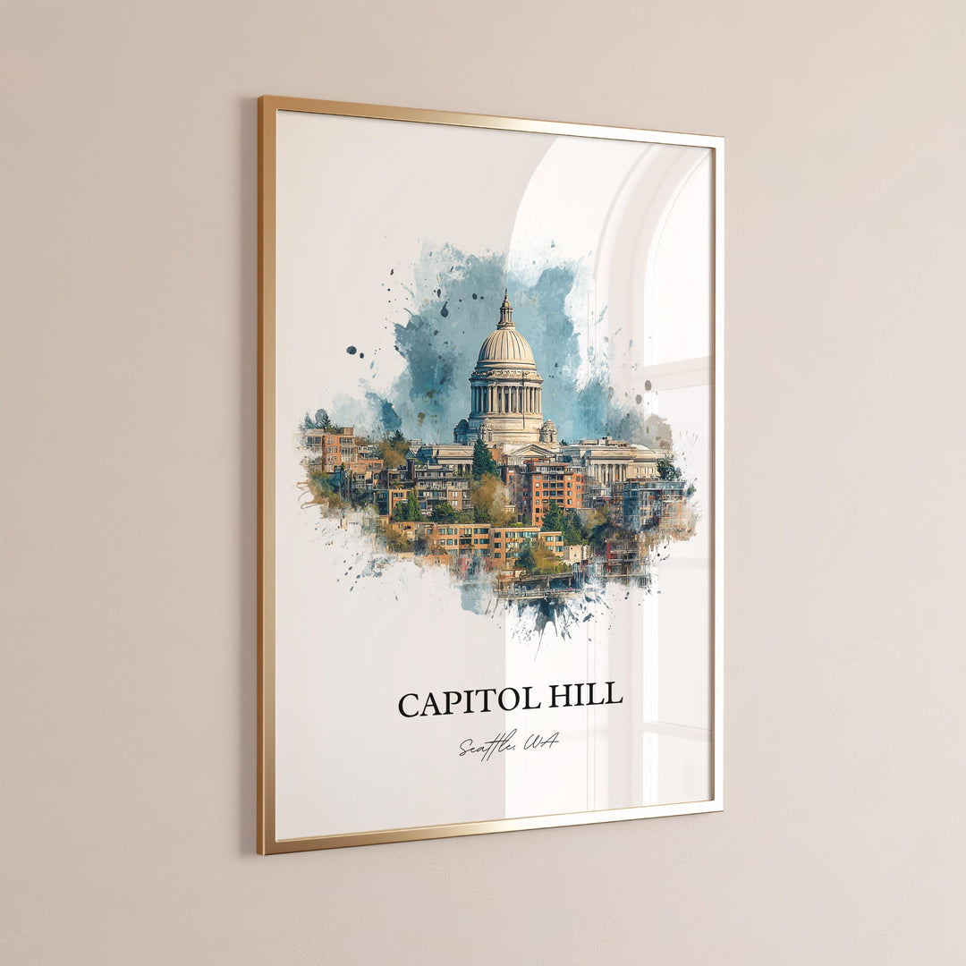 Capitol Hill, Seattle WA – Watercolor Art Print