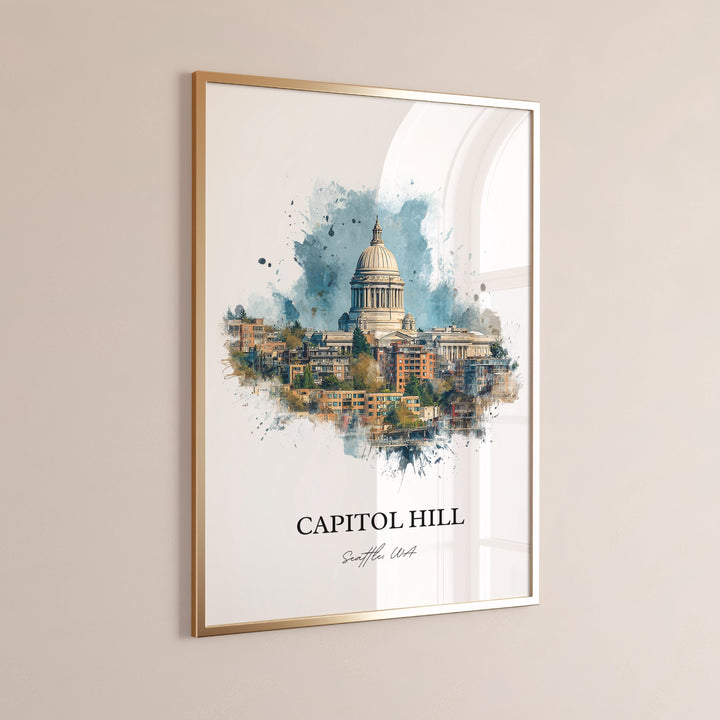 Capitol Hill, Seattle WA – Watercolor Art Print
