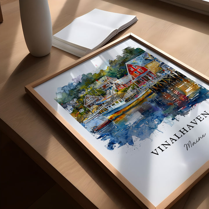 Vinalhaven ME Art, Fox Islands Maine Print, Knox County ME Watercolor Art, Vinalhaven Gift,