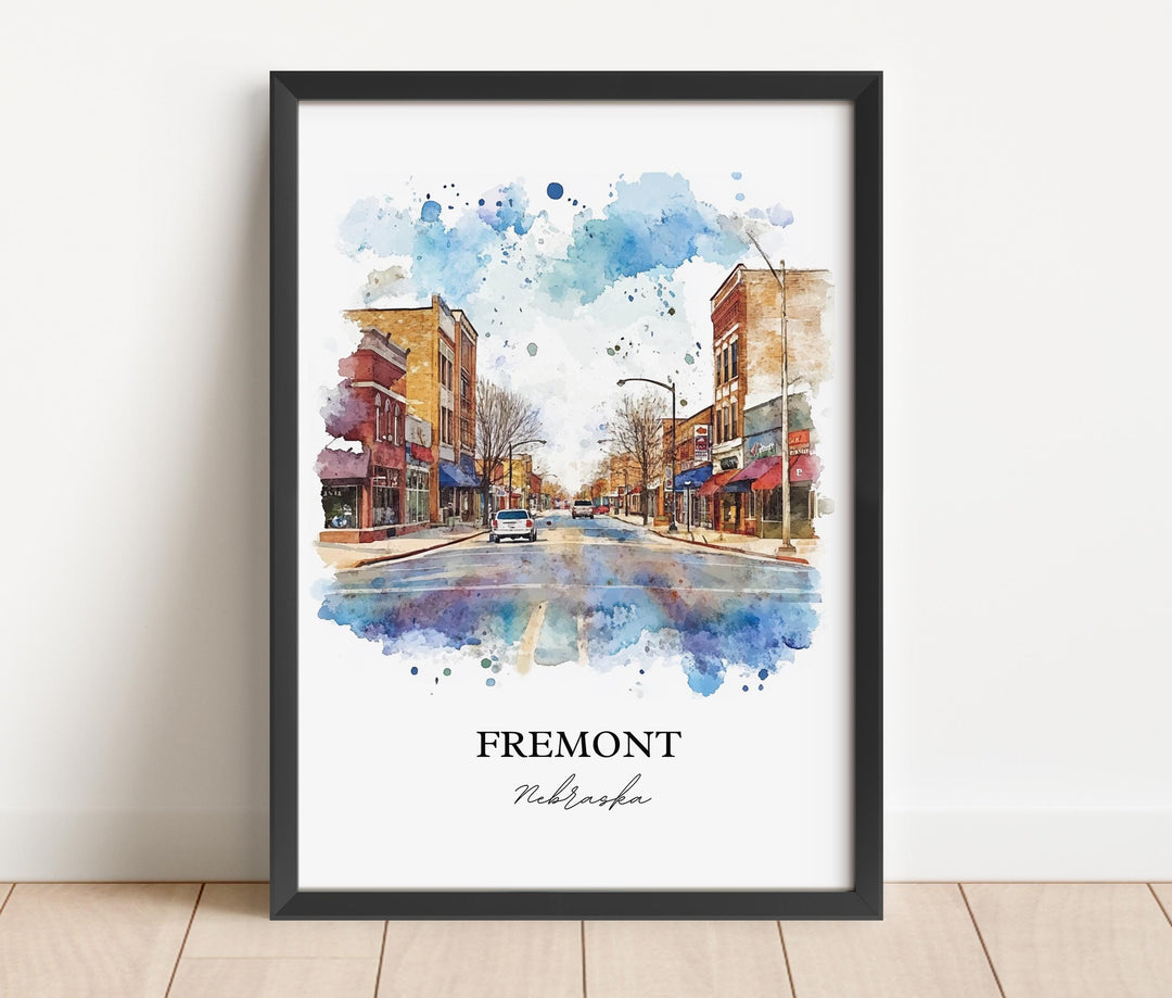 Fremont Nebraska Wall Art, Dodge County NE Print, Nebraska Watercolor Art, Fremont NE Gift, Travel Print, Travel Poster, Housewarming Gift