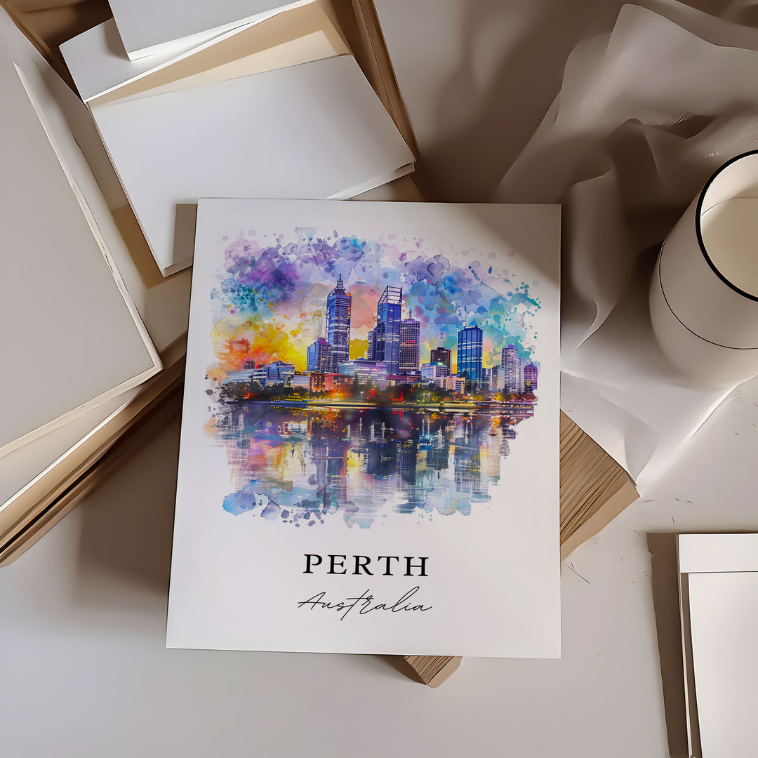 Perth Australia Wall Art, Perth Print, Perth Watercolor, Perth Australia Gift,