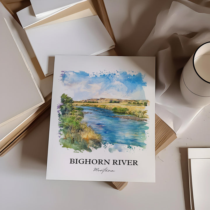 Bighorn River, Montana, USA – Watercolor Art Print