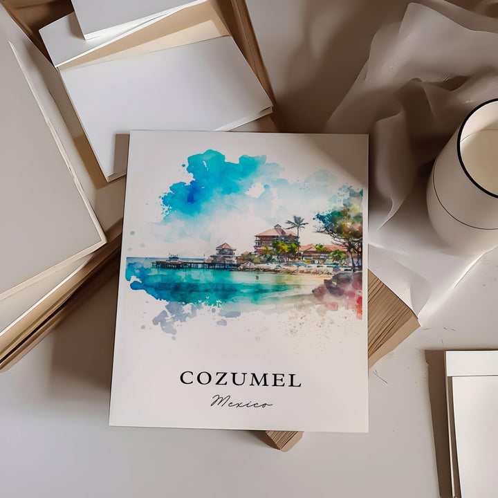 Cozumel MX wall art - Mexico, Cozumel poster, Cozumel Wedding gift, Cozumel Island Birthday present, Custom Text, Personalised Gift