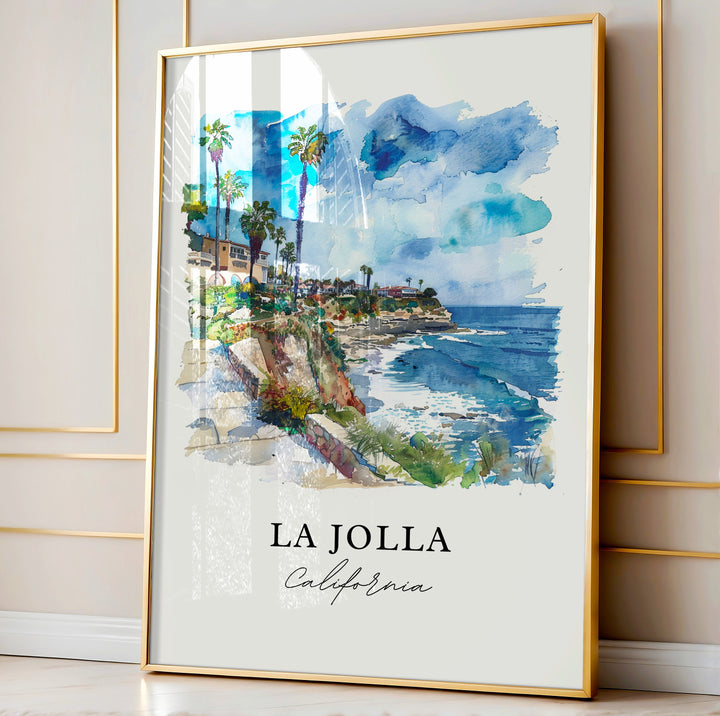 La Jolla Wall Art, La Jolla Print, La Jolla California Watercolor, La Jolla Gift,