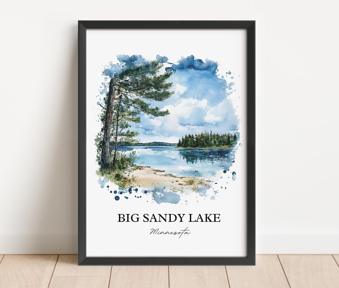 Big Sandy Lake Wall Art, Aitkin County Print, Montana Watercolor Art, Big Sandy Lake Gift, Travel Print, Travel Poster, Housewarming Gift