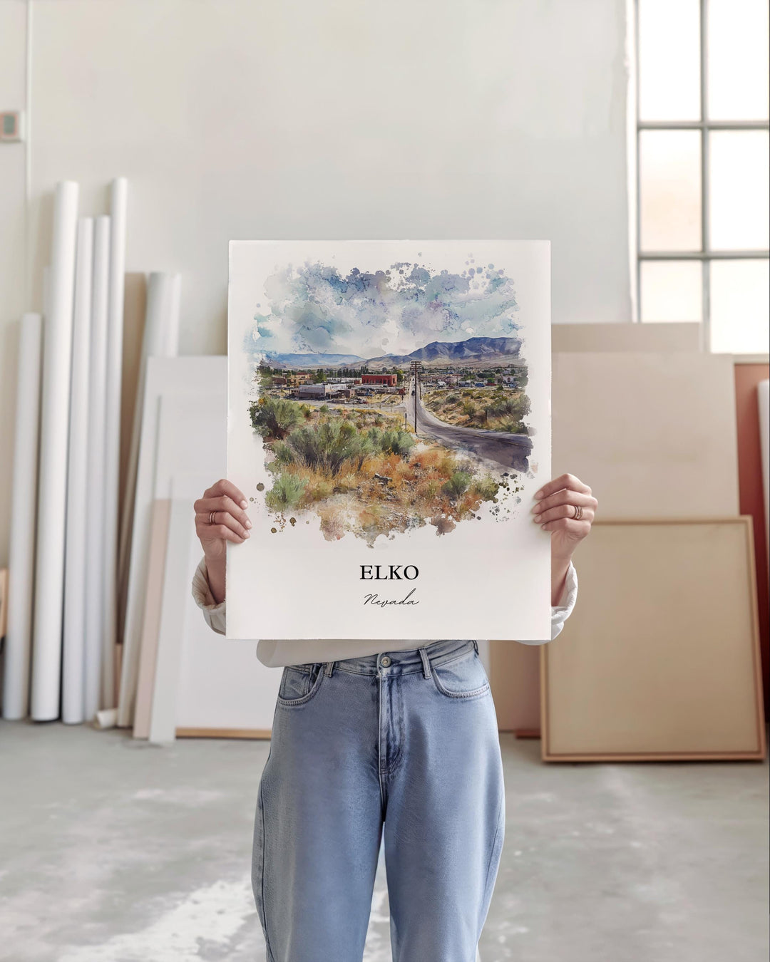 Elko Nevada Wall Art, Elko NV Print, Nevada Watercolor Art, Elko NV Gift, Travel Print, Travel Poster, Housewarming Gift