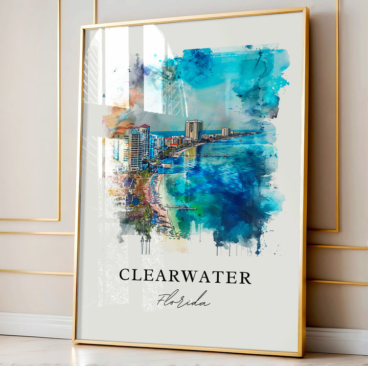 Clearwater FL Wall Art, Clearwater Print, Clearwater FL Watercolor, Clearwater Florida Gift,