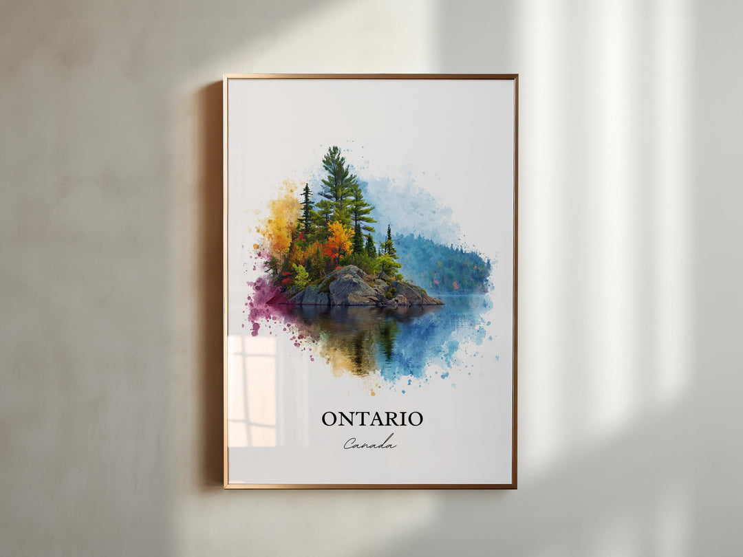 Ontario Wall Art, Ontario Print, Ontario Watercolor Art, Ontario Canada Gift, Ontario Travel Print, Travel Poster, Housewarming Gift