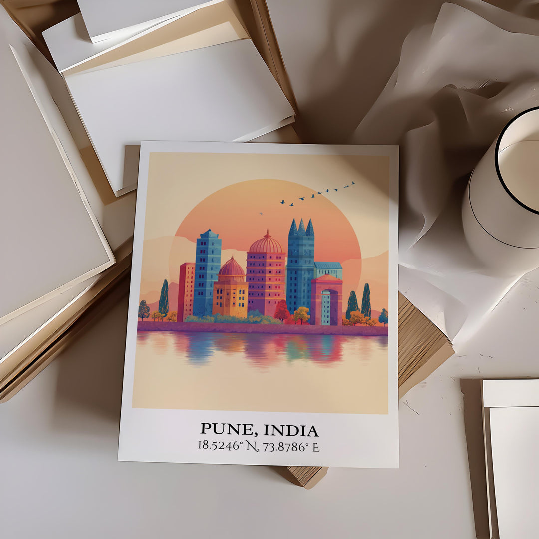 Pune India Art, Pune Retro Travel Art, Pune India Home Decor, India Gift, India Travel Art, Travel Prints, Housewarming Gift