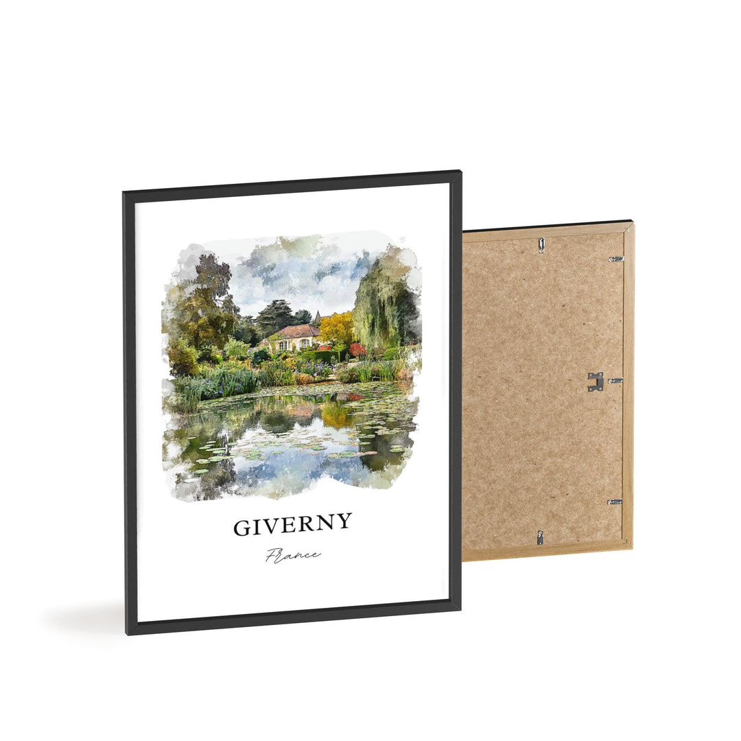 Giverny France Wall Art, Normandy Region Print, France Watercolor Art, Giverny Gift, Travel Print, Travel Poster, Housewarming Gift