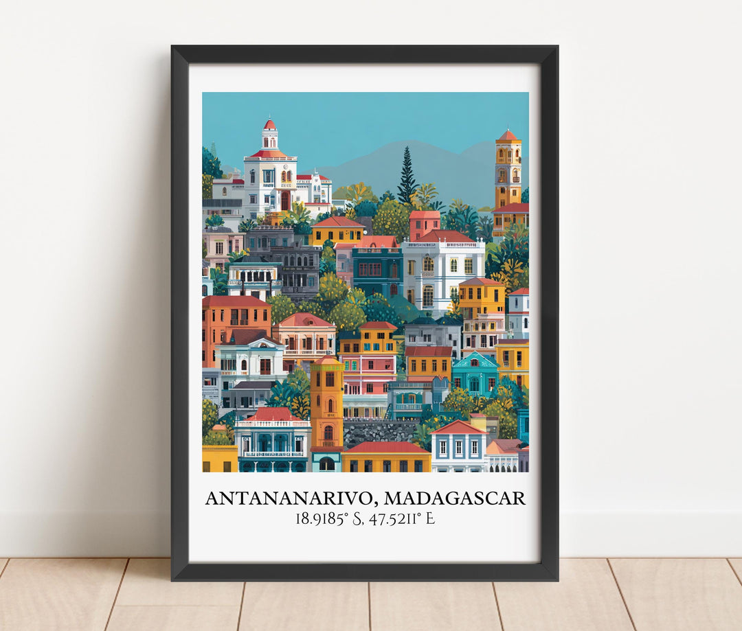 Antananarivo Wall Art, Antananarivo Retro Travel Art, Madagascar Home Decor, Madagascar Travel Art, Travel Prints, Housewarming Gift