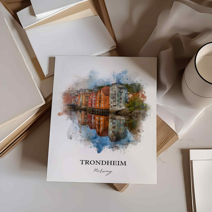 Trondheim, Norway – Watercolor Art Print
