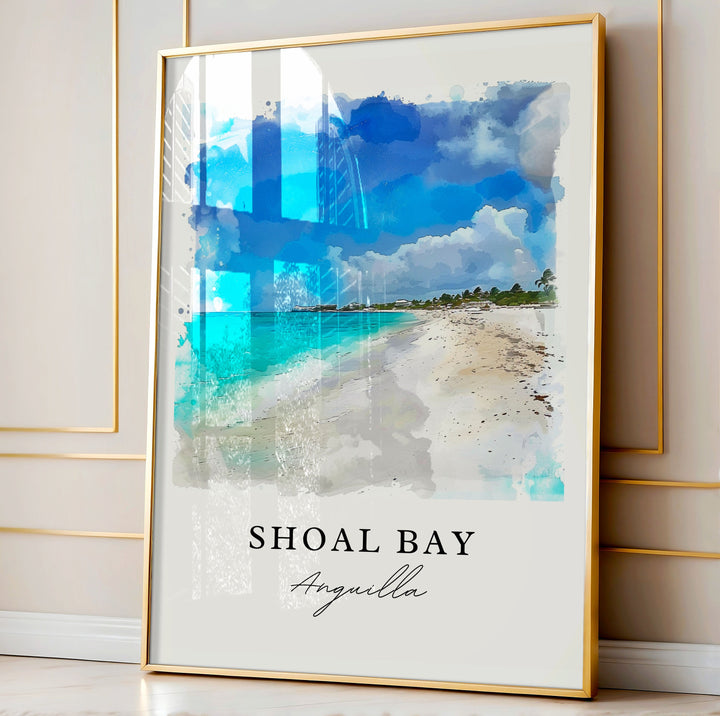 Shoal Bay Wall Art, Shoal Bay Print, Shoal Bay Anguilla Watercolor, Anguilla Beach Gift, Travel Poster, Housewarming Gift