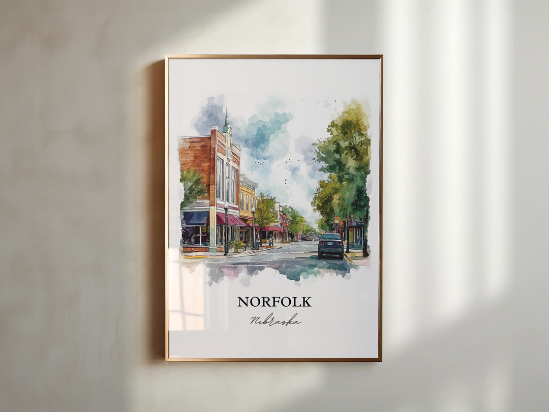 Norfolk, Nebraska, USA – Watercolor Art Print