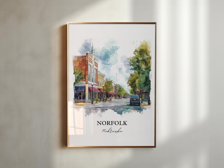Norfolk, Nebraska, USA – Watercolor Art Print