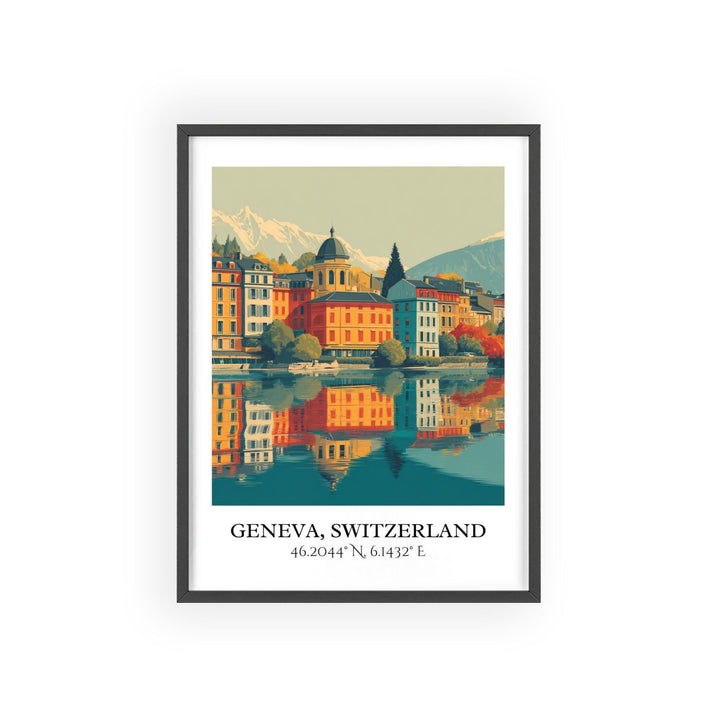 Geneva Art, Geneva Retro Travel Art, Geneva Home Decor, Geneva Switzerland Gift, Switzerland Travel Art, Travel Prints, Housewarming Gift