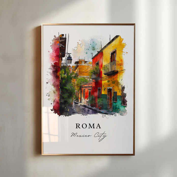 Roma Mexico City Wall Art, Roma Print, Roma CDMX Watercolor, Mexico City Gift, Travel Poster, Housewarming Gift