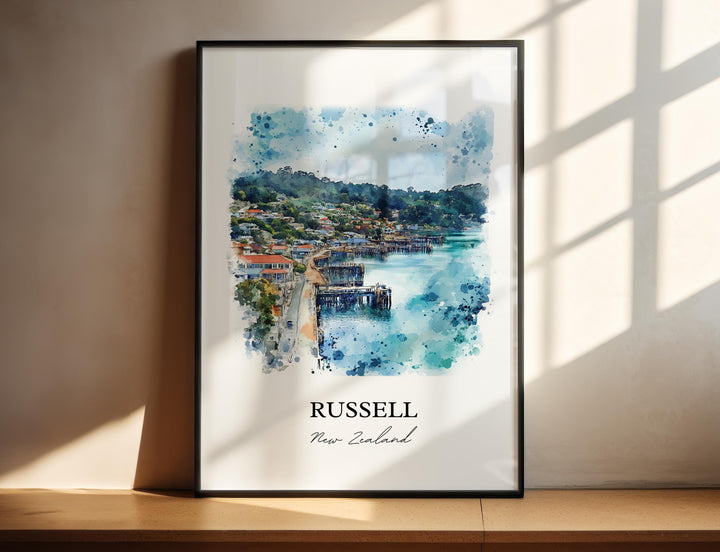 Russell New Zealand Wall Art, Kororareka Print, New Zealand Artwork, Russell NZ Gift, Travel Print, Travel Poster, Housewarming Gift