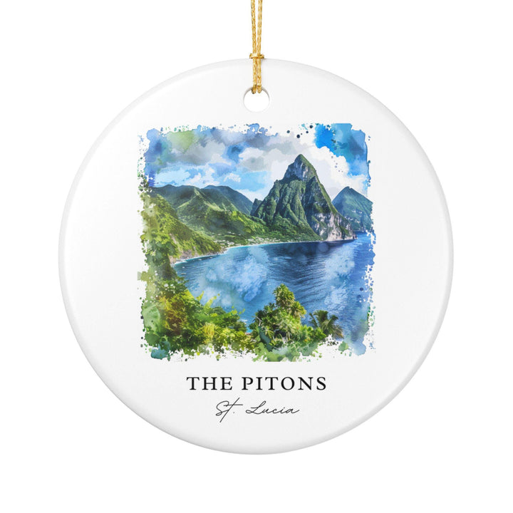 Pitons St. Lucia Ornament: Unique St Lucia Souvenir, The Pitons Xmas Decor, and Authentic Saint Lucia Caribbean Gift