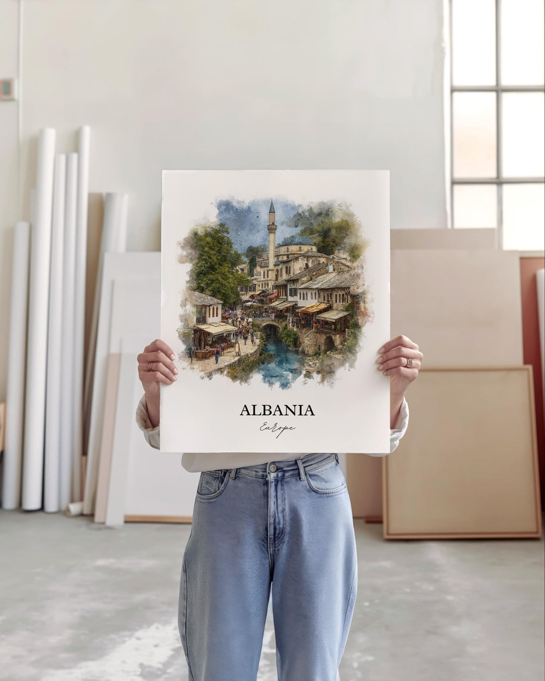 Albania Wall Art, Albania Print, Albania Watercolor Art, Albania Country Gift, Travel Print, Travel Poster, Housewarming Gift