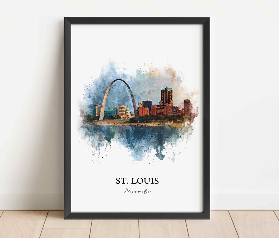 St. Louis Wall Art, St Louis Print, Missouri Watercolor Art, St Louis Missouri Gift, Travel Print, Travel Poster, Housewarming Gift
