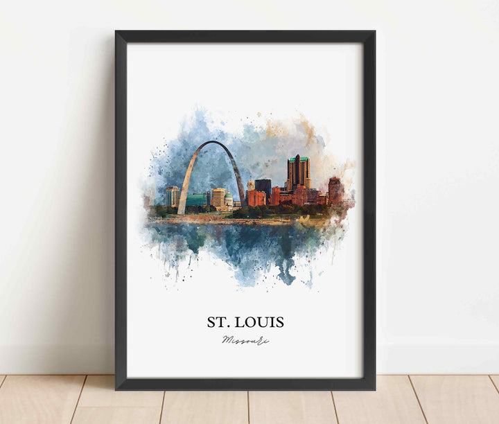 St. Louis Wall Art, St Louis Print, Missouri Watercolor Art, St Louis Missouri Gift, Travel Print, Travel Poster, Housewarming Gift