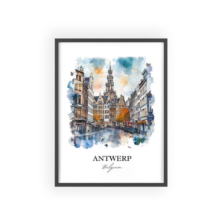 Antwerp Wall Art, Belgium Print, Belgium Watercolor Art, Antwerp Belgium Gift, Travel Print, Travel Poster, Housewarming Gift