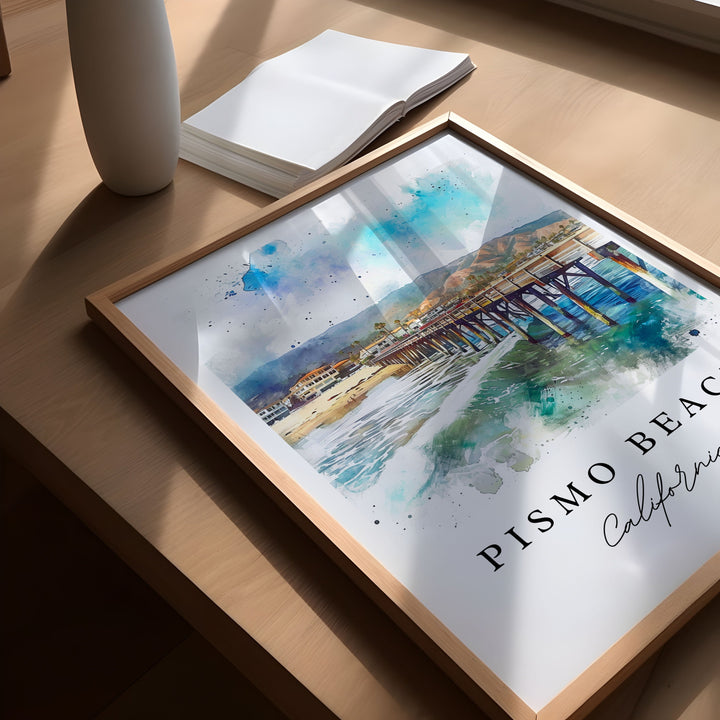 Pismo Beach CA wll art - California, Pismo Beach print, Pismo Beach Wedding gift, Birthday present, Custom Text, Perfect Gift