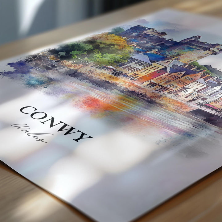 Conwy Wales Art, North Wales Print, Wales Watercolor Art, Conwy Wales Gift, Travel Print, Travel Poster, Housewarming Gift