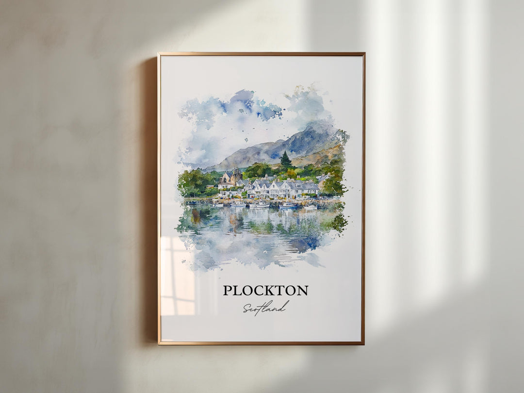 Plockton Wall Art, Plockton Scotland Print, Scotland Watercolor Art, Plockton Gift, Travel Print, Travel Poster, Housewarming Gift