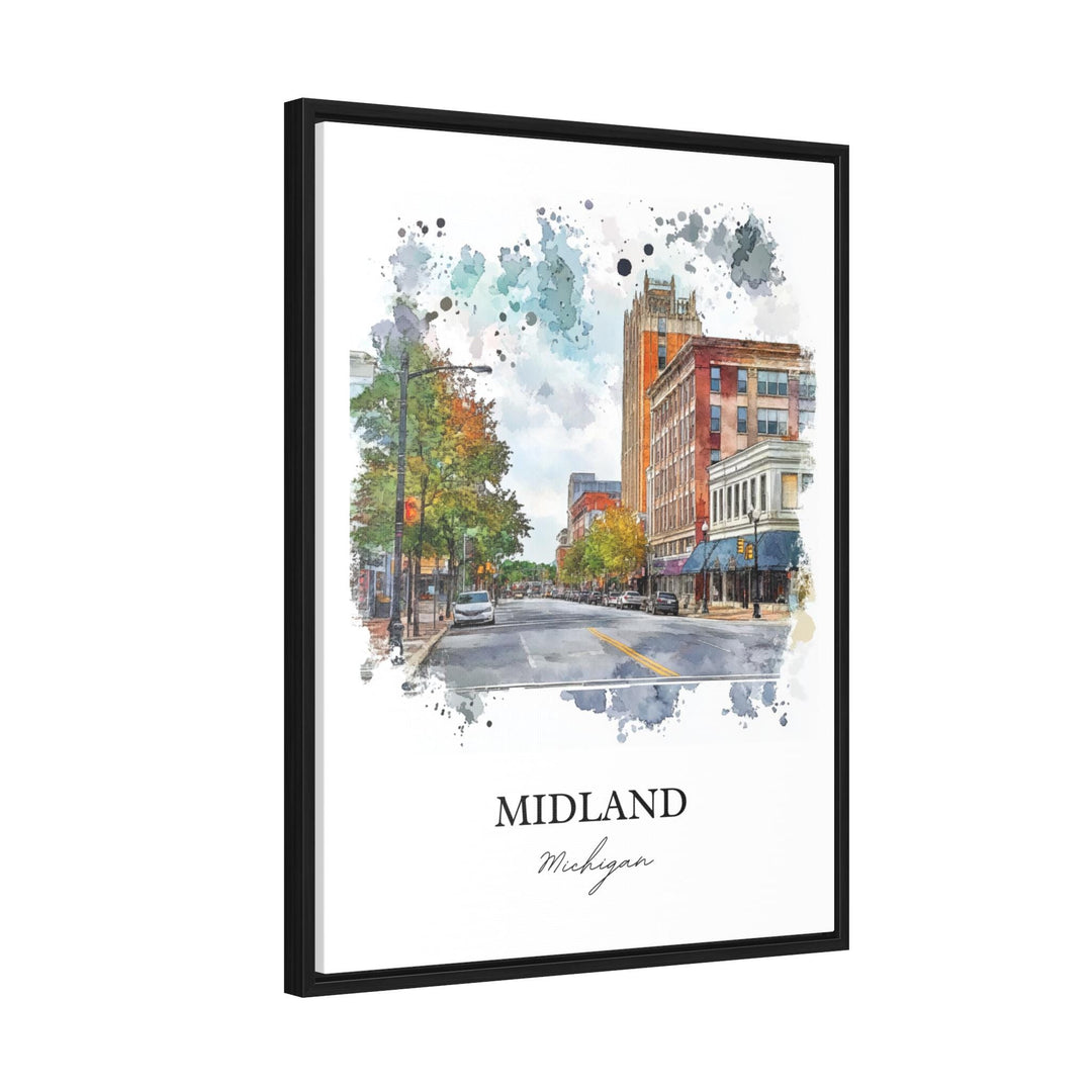 Midland Michigan Wall Art, Saginaw Print, Michigan Watercolor Art, Midland MI Gift, Travel Print, Travel Poster, Housewarming Gift
