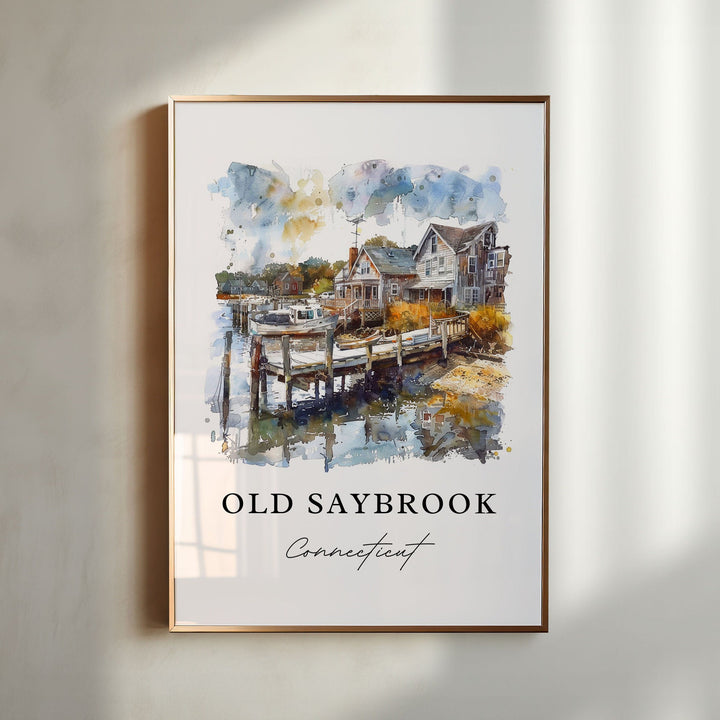 Old Saybrook CT Wall Art, Middlesex County Print, Old Saybrook Watercolor, Fenwick Gift, Travel Poster, Housewarming Gift