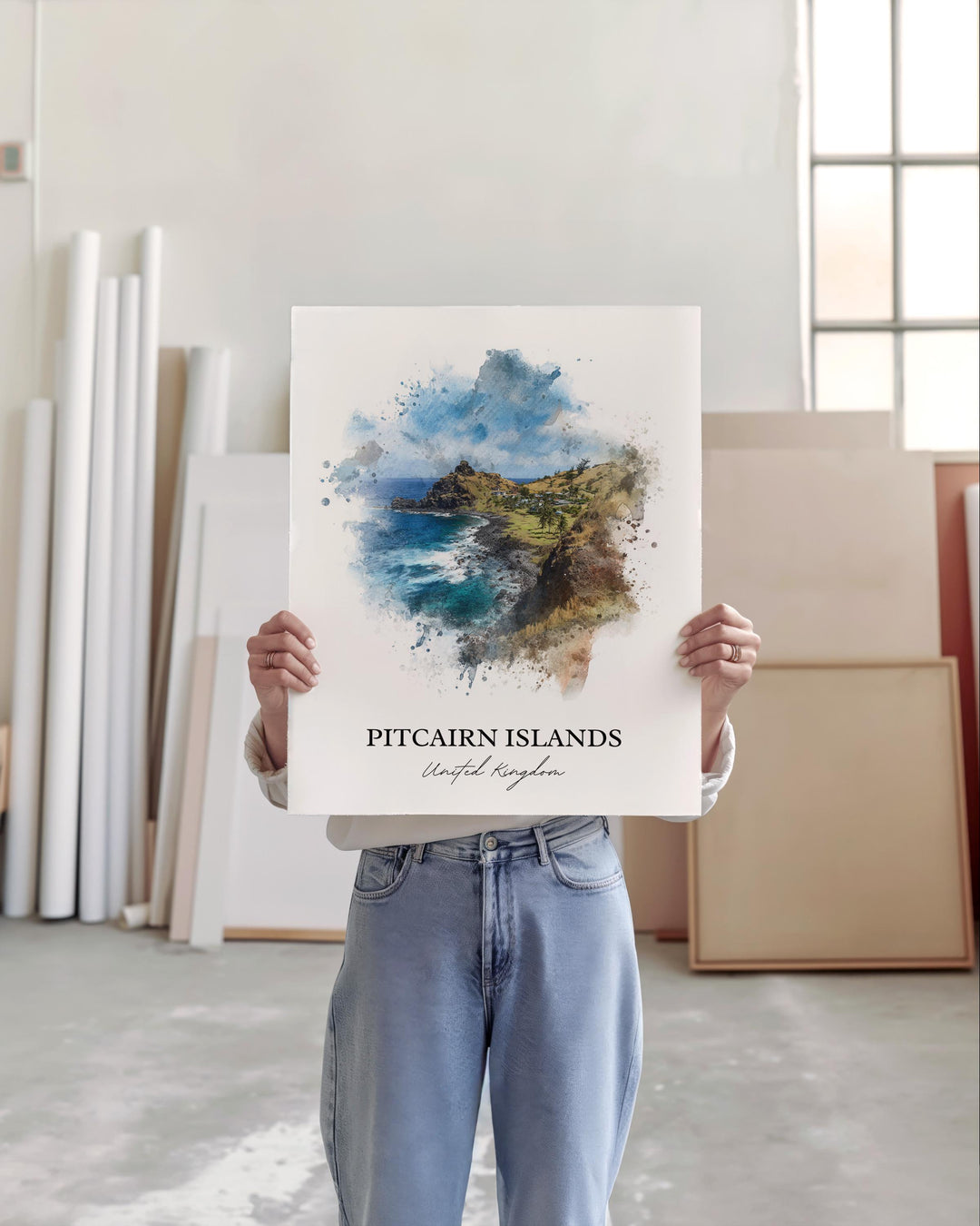 Pitcairn Islands Art, Pitcairn Print, Pitcairn Islands Artwork, Pitcairn Islands Gift, UK Travel Prints, Travel Poster, Housewarming Gift
