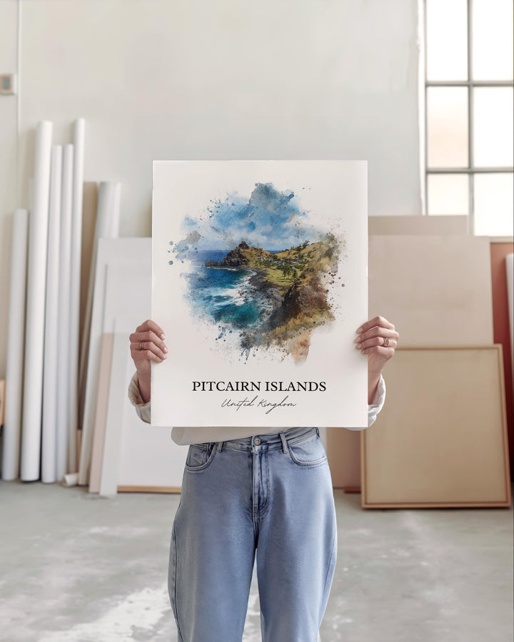 Pitcairn Islands Art, Pitcairn Print, Pitcairn Islands Artwork, Pitcairn Islands Gift, UK Travel Prints, Travel Poster, Housewarming Gift