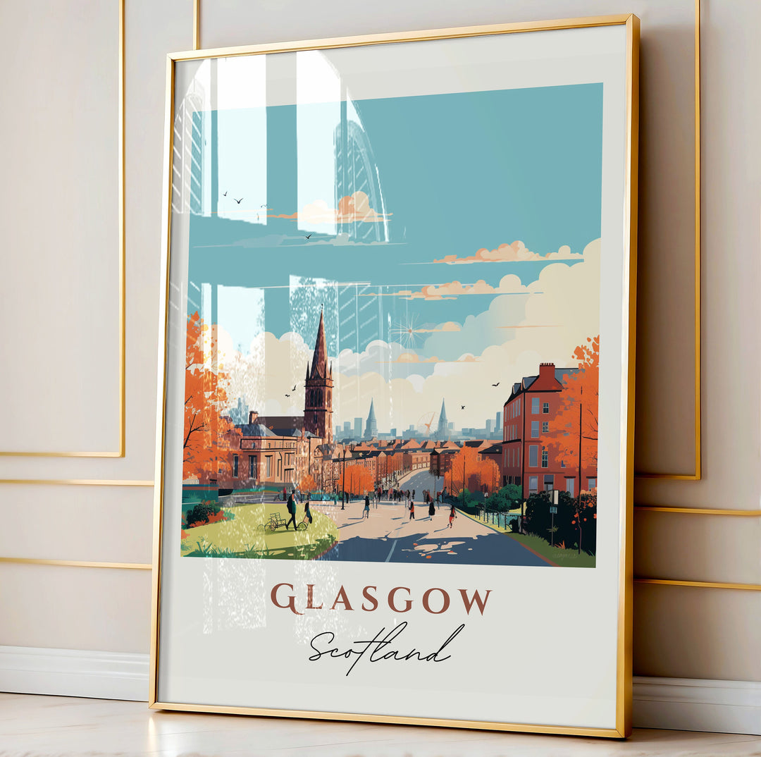 Glasgow Scotland wall art - Scotland, Glasgow poster, Glasgow Wedding gift, Birthday present, Custom Text, Personalised Gift