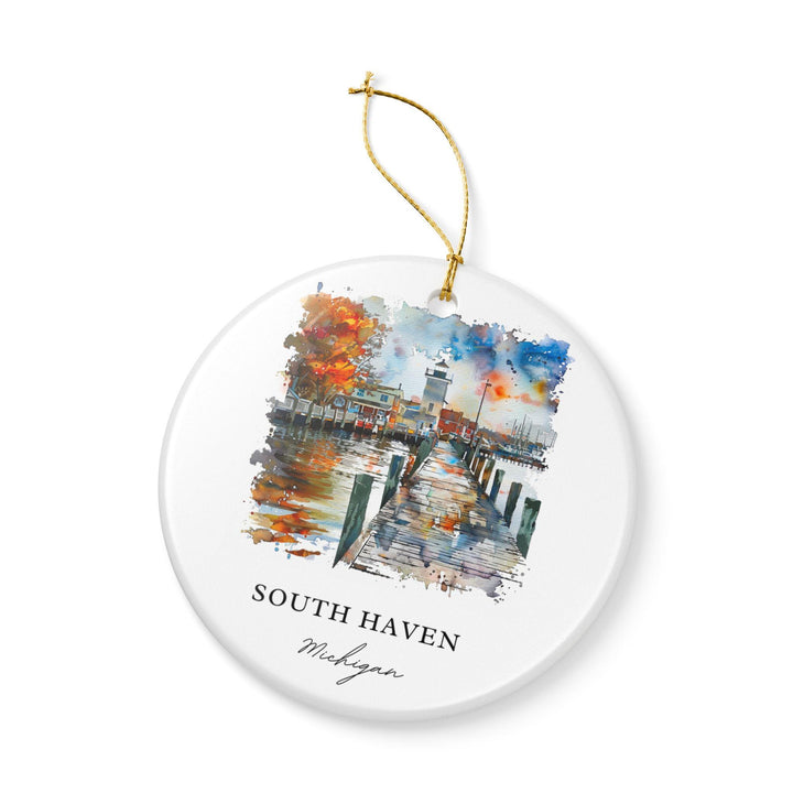 South Haven MI Ornament: Unique South Haven Souvenir, South Haven Xmas Decor, and Authentic South Haven Michigan Gift