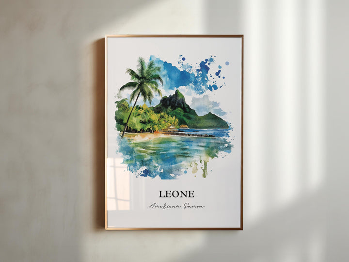 Leone American Samoa Art, Tutuila Island Print, Leone Watercolor Art, American Samoa Gift, Travel Print, Travel Poster, Housewarming Gift