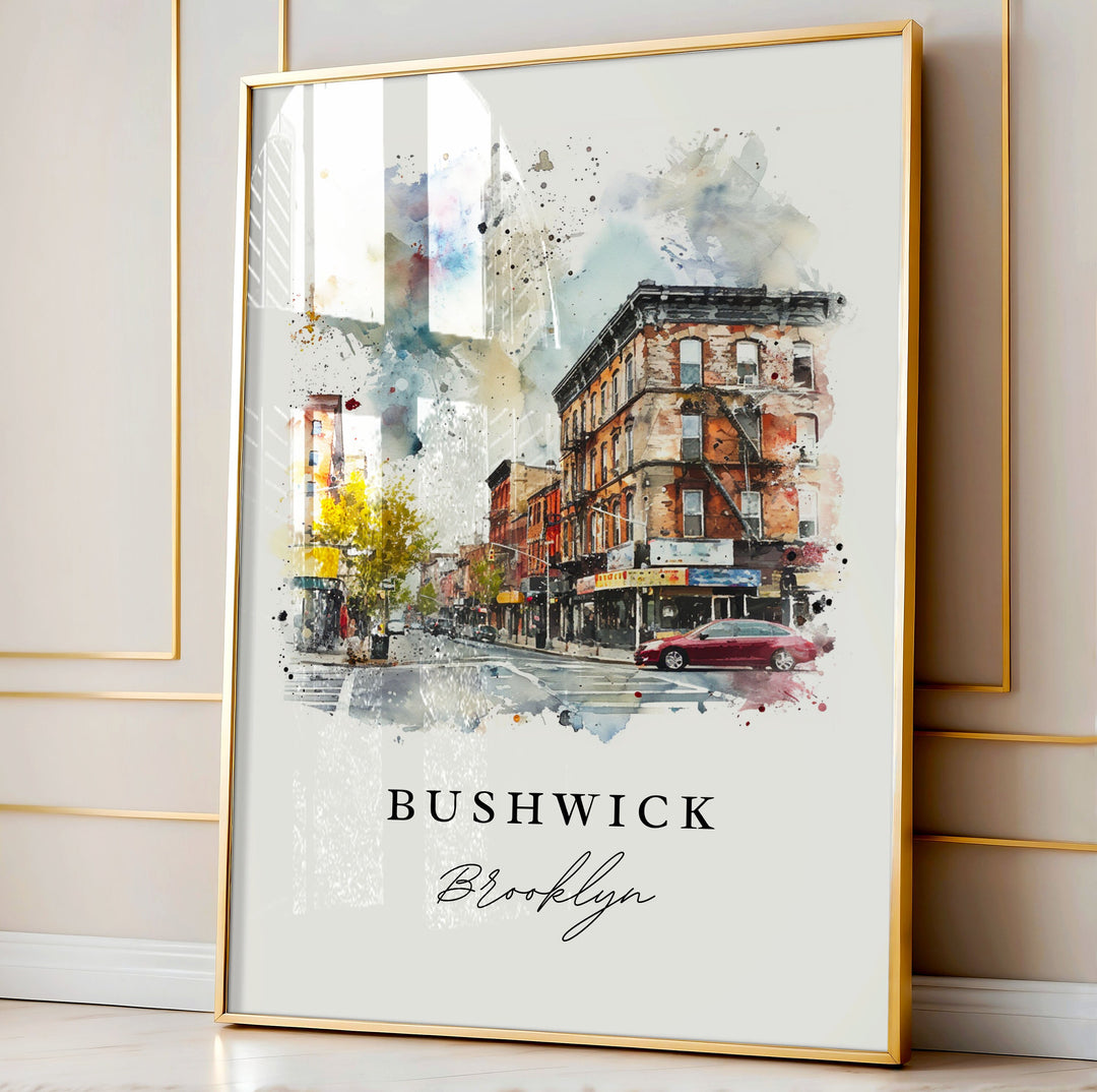 Bushwick Brooklyn wall art - Brooklyn NY, Bushwick print, Wedding gift, Birthday present, Custom Text, Perfect Gift