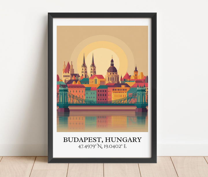 Budapest Art, Budapest Retro Travel Art, Budapest Home Decor, Budapest Hungary Gift, Hungary Travel Art, Travel Prints, Housewarming Gift