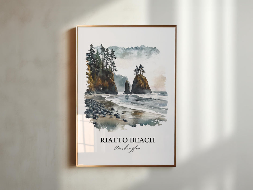 Rialto Beach WA Wall Art, Olympic National Park Print, Washington Artwork, Rialto Beach Gift, Travel Print, Travel Poster, Housewarming Gift