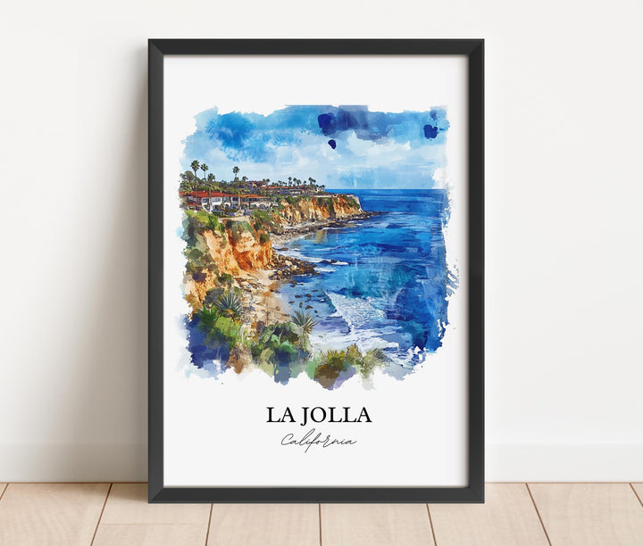 La Jolla Wall Art, San Diego Print, La Jolla CA Watercolor Art, La Jolla California Gift, Travel Print, Travel Poster, Housewarming Gift
