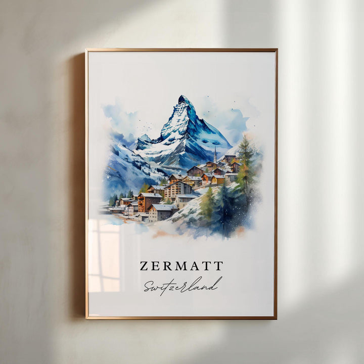 Zermatt Switzerland wall art - Switzerland, Zermatt poster, Zermatt Wedding gift, Birthday present, Custom Text, Personalised Gift