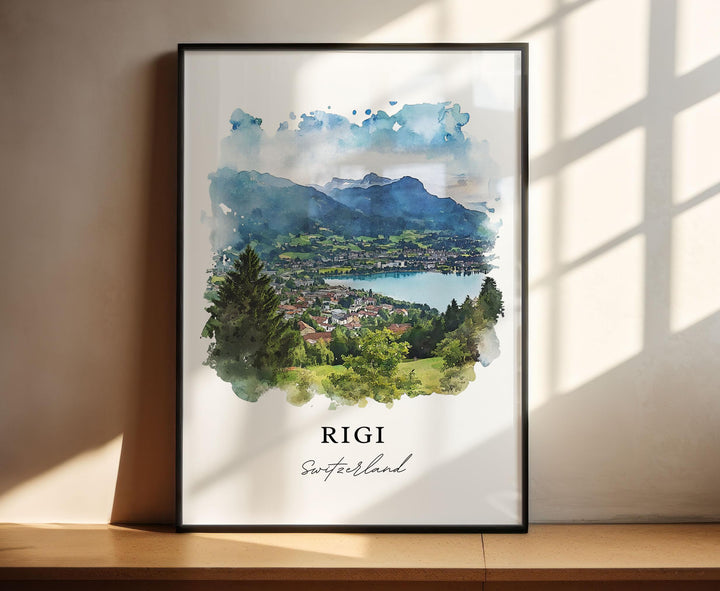 Rigi Switzerland Wall Art, Rigi Print, Lucerne Watercolor Art, Rigi Swiss Gift,