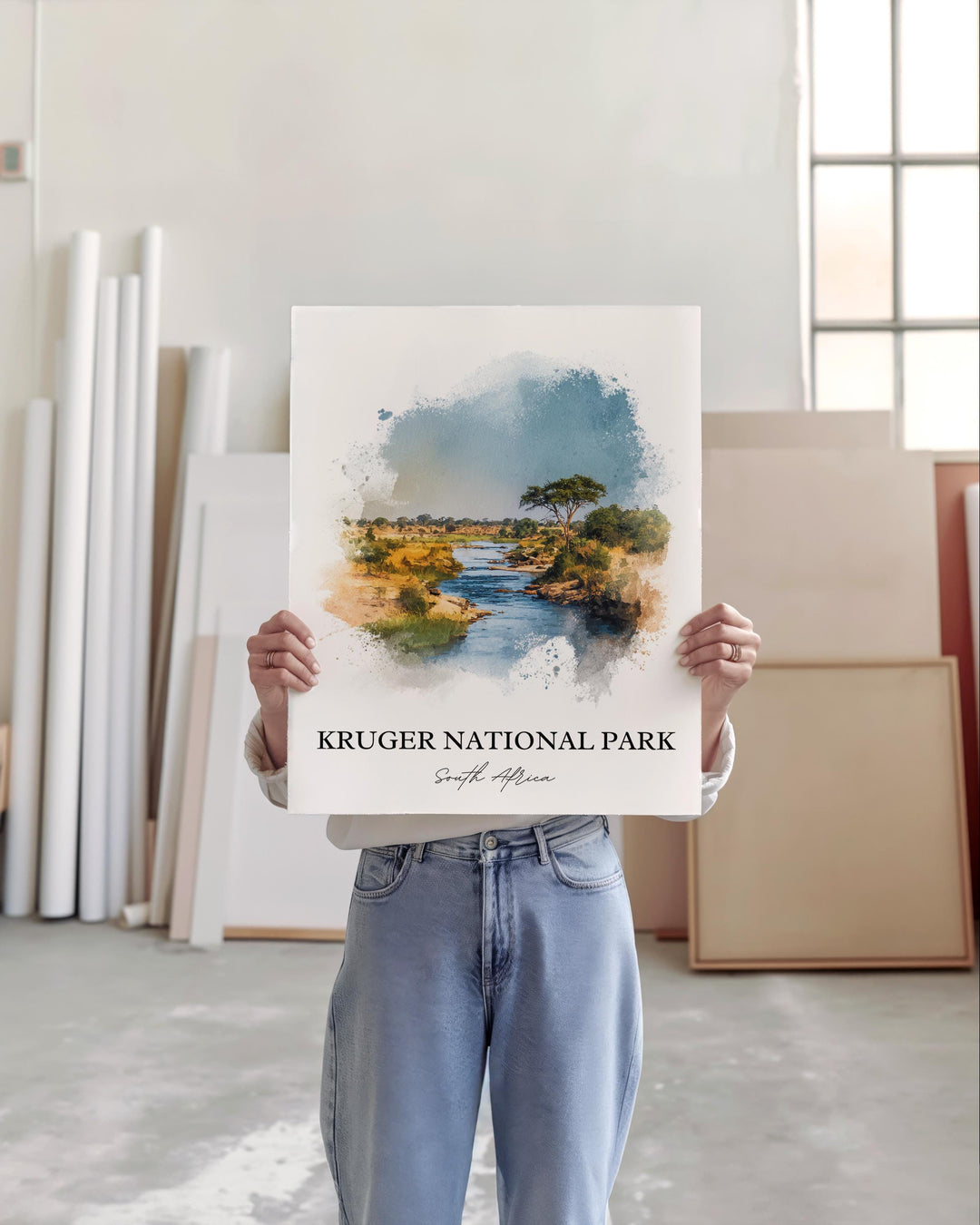 Kruger National Park Art, Kruger Park Print, Africa Watercolor Art, Kruger Natl Park Gift, Travel Print, Travel Poster, Housewarming Gift