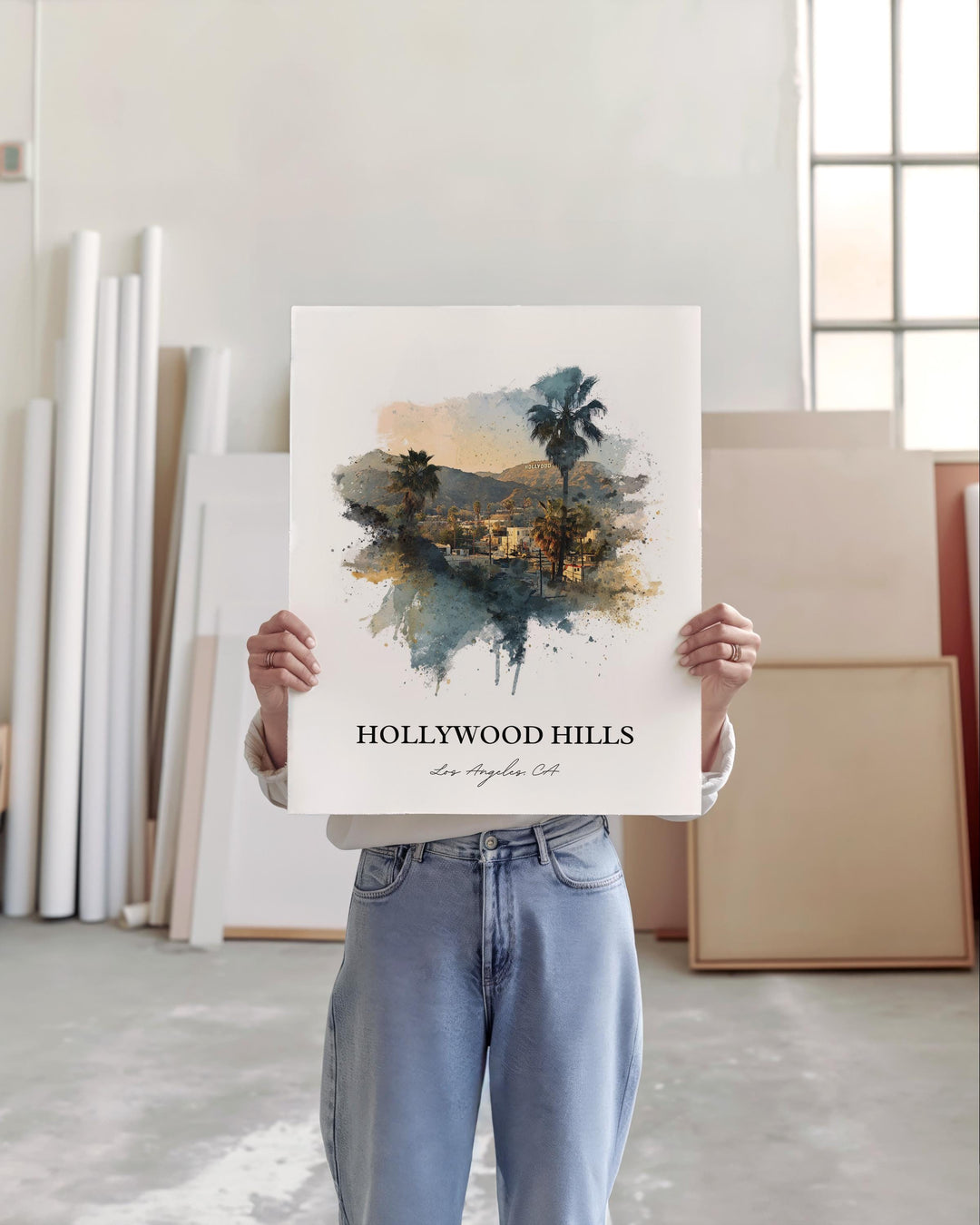Hollywood Hills, California – Watercolor Art Print